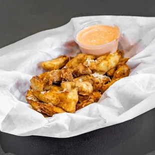 hand breaded artichoke hearts topped with parmesan cheese. served with our homemade pepper aioli