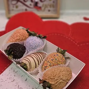 Assorted dipped strawberry chocolates