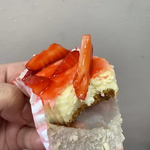 Strawberry glazed cheesecakes (i took a bite and ate the whipped cream i couldn&apos;t wait)