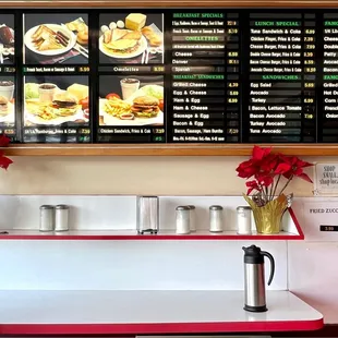 Menu as of January 2023. Donut menu is not pictured here; only other breakfast and lunch items.