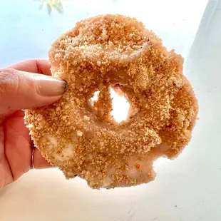 Old fashioned. A variation in that they add icing and crumbling bits of cinnamon, all while maintaining traditional form.