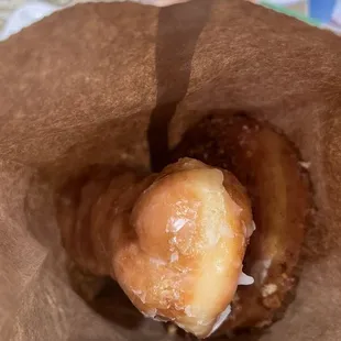 Glazed Twist Donut &amp; Cinnamon Crumb Donut