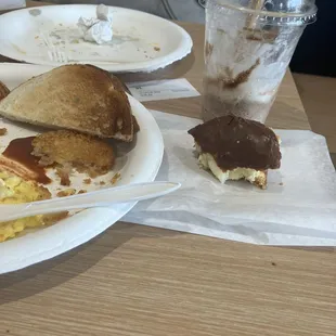 Breakfast special, free donut, Coffee smoothie