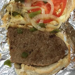 It's really a hamburger sub. Not a cheese steak.