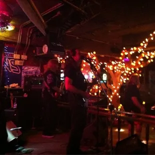 a band playing in a bar