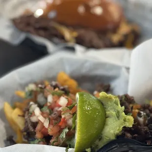 Smash burger and carne asada fries