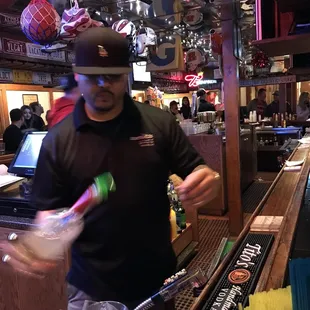 Bartender hard at work