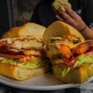 a plate of sandwiches on a table