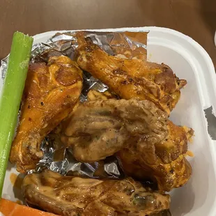 chicken wings and carrots