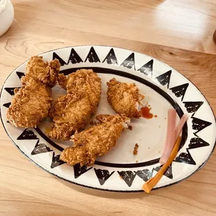 Chicken strips - couldn't resist digging in pre picture