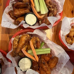 Top left to right: Hawaiian*, Salt &amp; Vinegar*, Dirty Ranch, Buffalo***