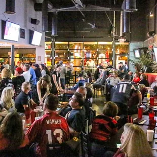 Watching football at Dirty Blonde Tavern