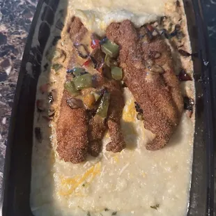 Dirty catfish grits
