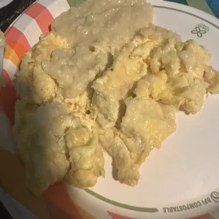 Scrambled eggs and grits