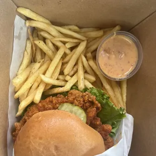 Fried southern heat chicken sandwich &amp; fries