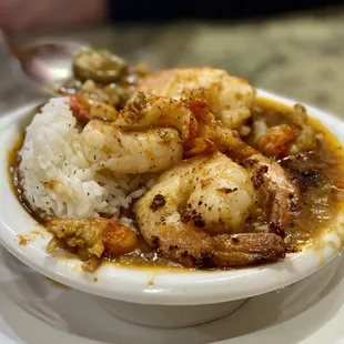 Spicy cup of seafood Gumbo - we love the spicy version :)...