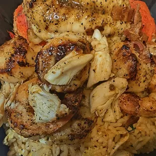 Lobster crab scallop shrimp fried rice