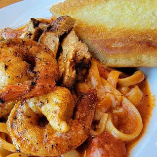 Cujan Chicken and Shrimp Fettuccine