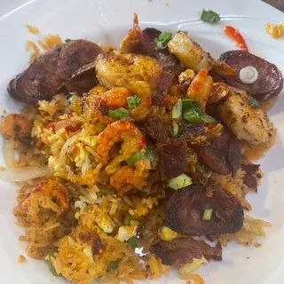 Shrimp, Crawfish, Sausage Fried Rice