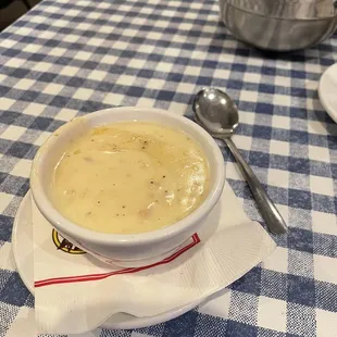 Cup of decent clam chowder.