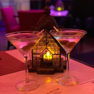 two martinis on a table