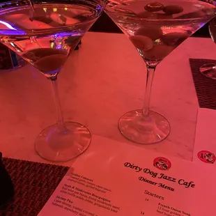 two martinis on a table