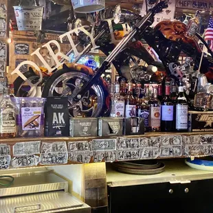 a motorcycle on the bar