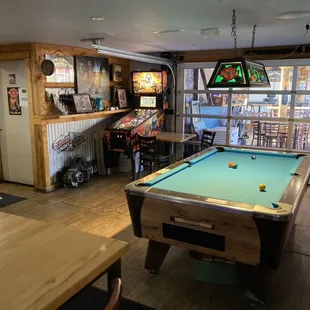 a pool table in a pub