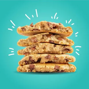 a stack of chocolate chip cookies