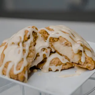  close up of a glazed doughnut
