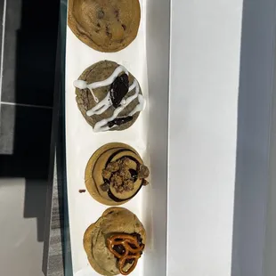 a box of cookies and pretzels
