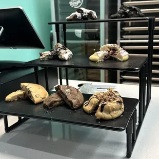 Inside tge store display of stuffed cookies