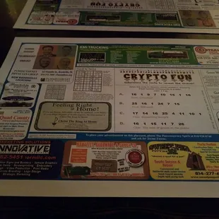 a close up of the menu