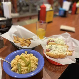 Mac &amp; Cheese, Fresh Hand - cut Fries, Brisket &amp; Slaw Dog, Cleveland dog