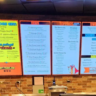 menus on the wall