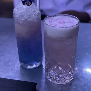 gin fizz, butterfly pea gin drink