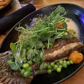 Grilled Trout / Piperade / Chorizo / Fresh Chick Peas