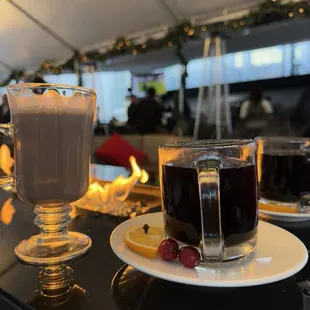 Mulled wine and spiked hot chocolate