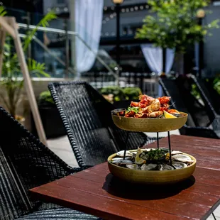 Luxury Tower // chili tiger prawns, house ceviche, tuna poke, local oysters, and citrus poached shrimp, house sauces