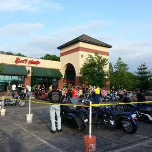a line of motorcycles