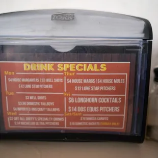 Drink Specials   @coreyd123 on IG