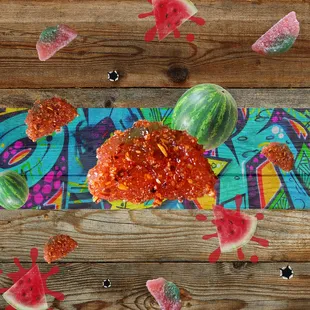 a watermelon and watermelon on a table