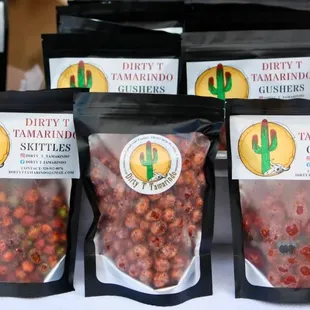 four bags of dried tamarindo