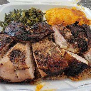 Jerk chicken dinner plate