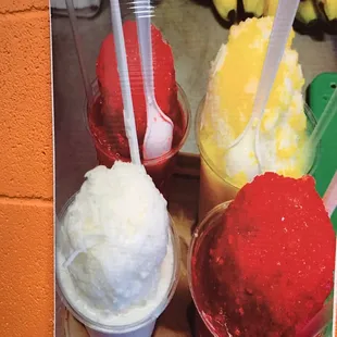 a picture of three ice creams