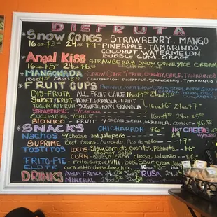 Fruit menu board.