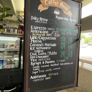 These are the coffee offerings.