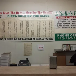 The pricing and toppings.