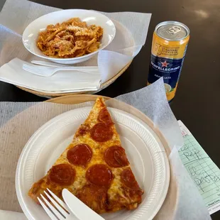 Pasta special and pepperoni pizza