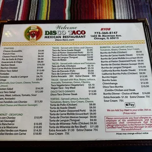 menu